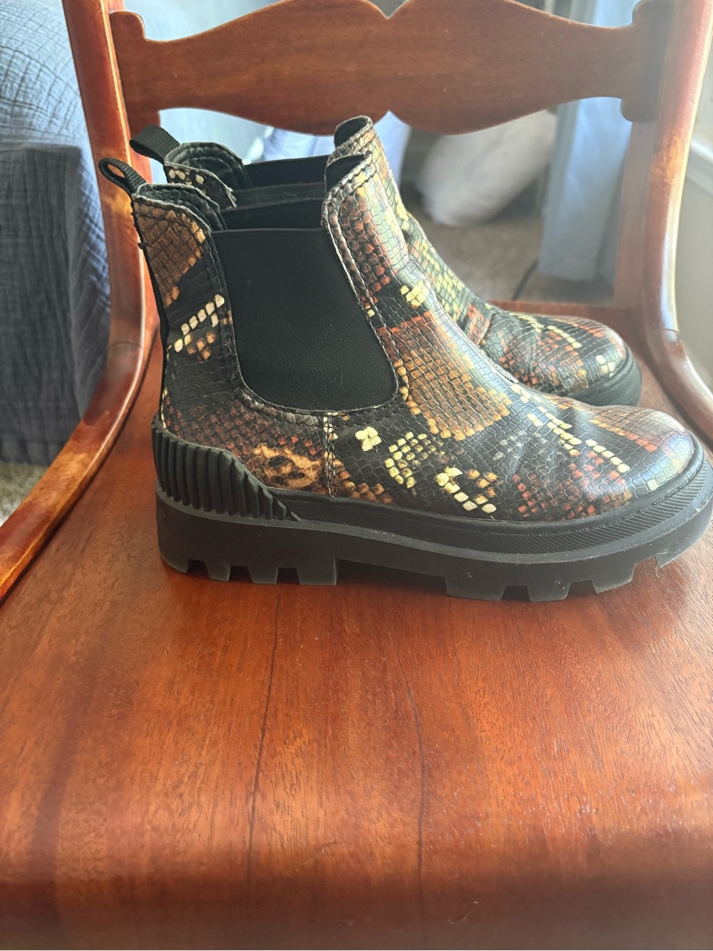 Circus by Sam Edelman Chunky Chelsea Booties in Multicolor Snake Print 6.5M